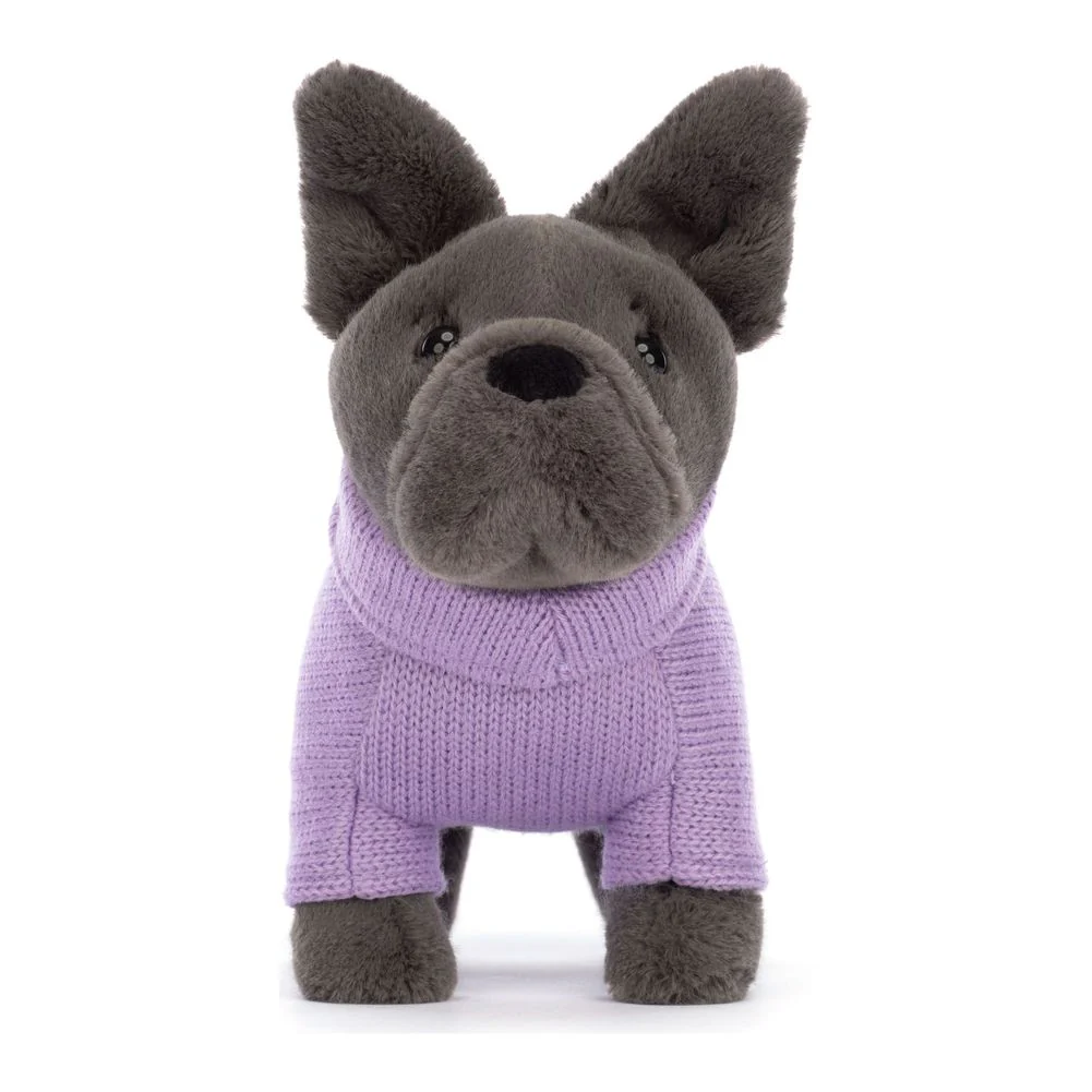 Jellycat Bashful Plush Toy - French Bulldog in Purple Sweater (7 inch) - Image 2