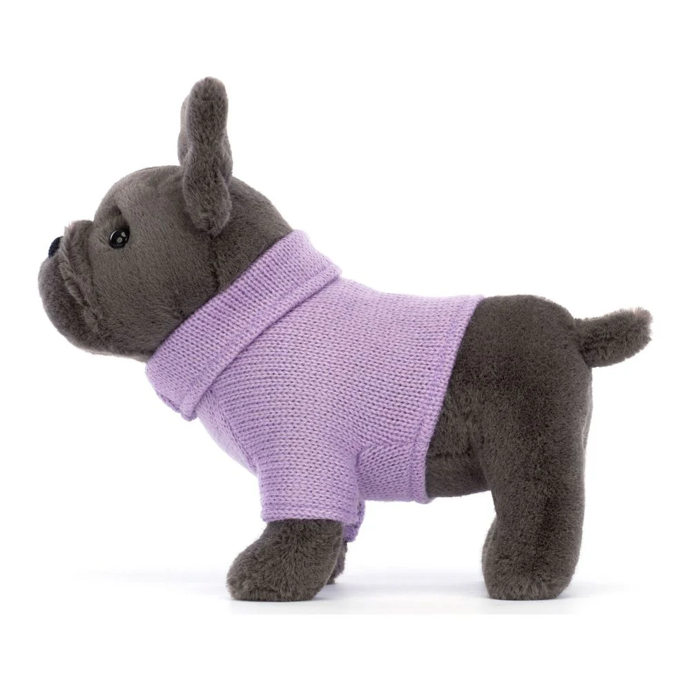 Jellycat Bashful Plush Toy - French Bulldog in Purple Sweater (7 inch) - Image 3