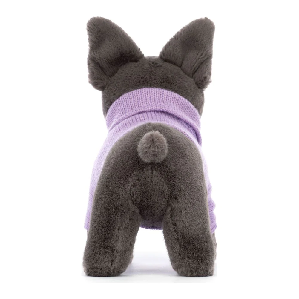 Jellycat Bashful Plush Toy - French Bulldog in Purple Sweater (7 inch) - Image 4