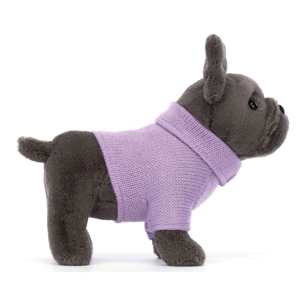 Jellycat Bashful Plush Toy - French Bulldog in Purple Sweater (7 inch) - Image 5