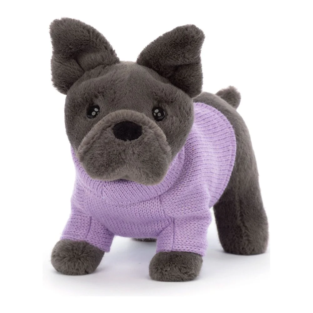 Jellycat Bashful Plush Toy - French Bulldog in Purple Sweater (7 inch) - Image 6