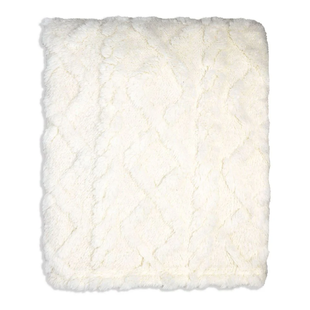 Jesse & Lulu Sculpted Sherpa Blanket - Ecru