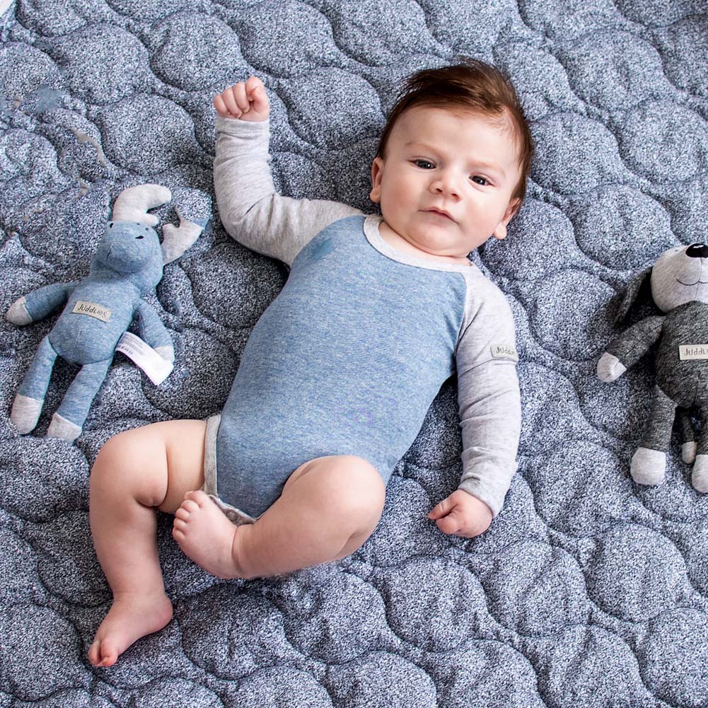 Juddlies Organic Cotton Raglan Long Sleeve Bodysuit - Graphite Black (0-3 Months, 8-12 lbs) - Image 4