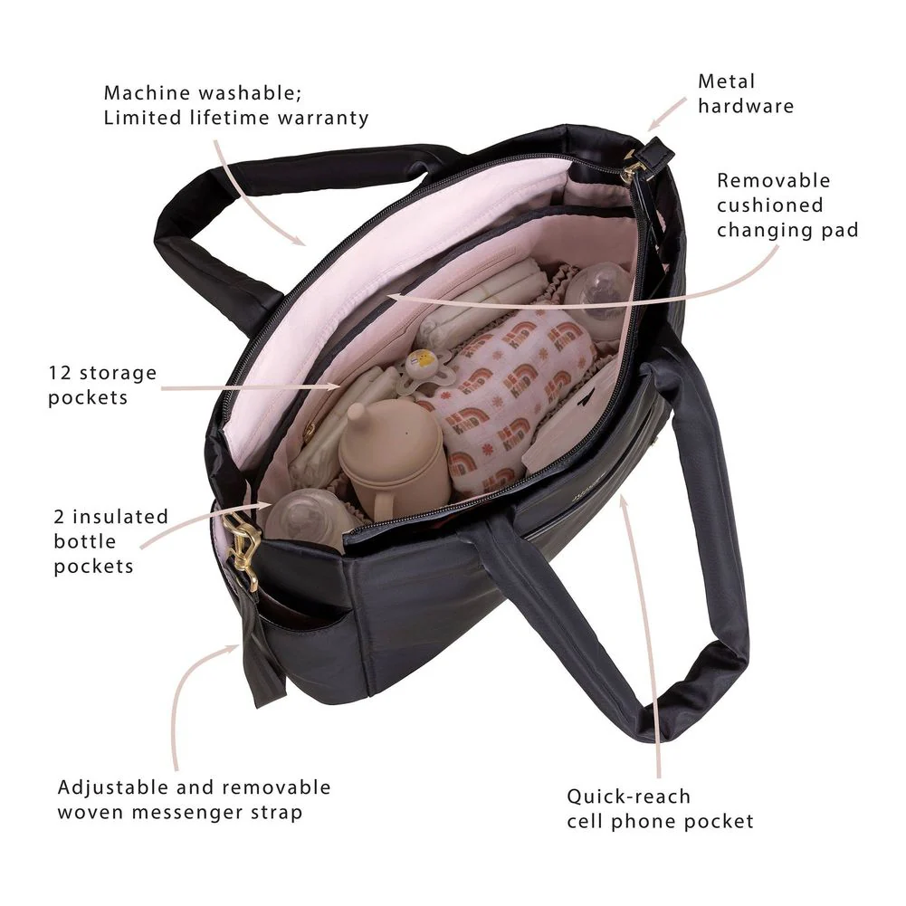 JuJuBe Utility-Strap Tote Diaper Bag - Black - Image 3