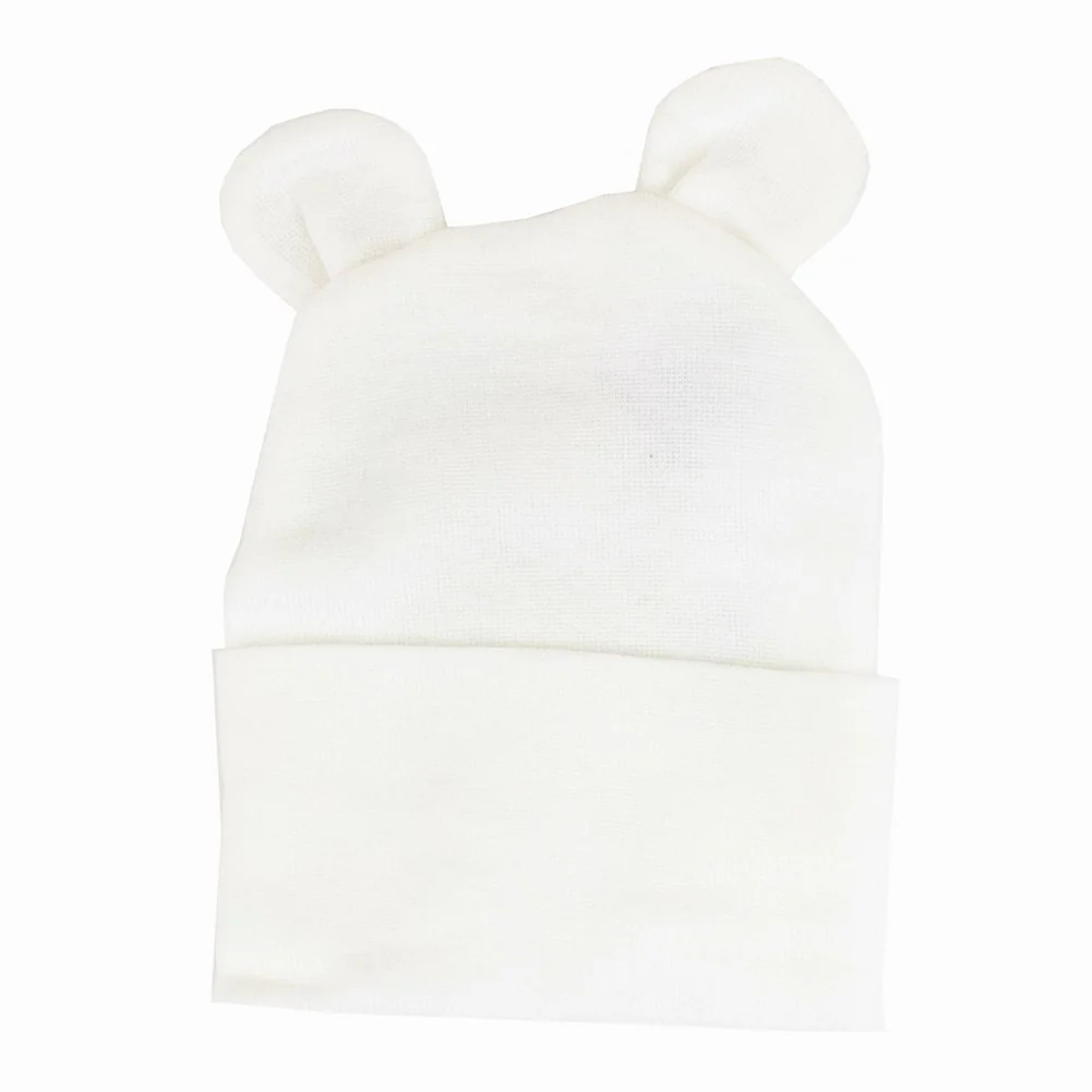 Kidcentral Essentials Newborn Hat - White Ears