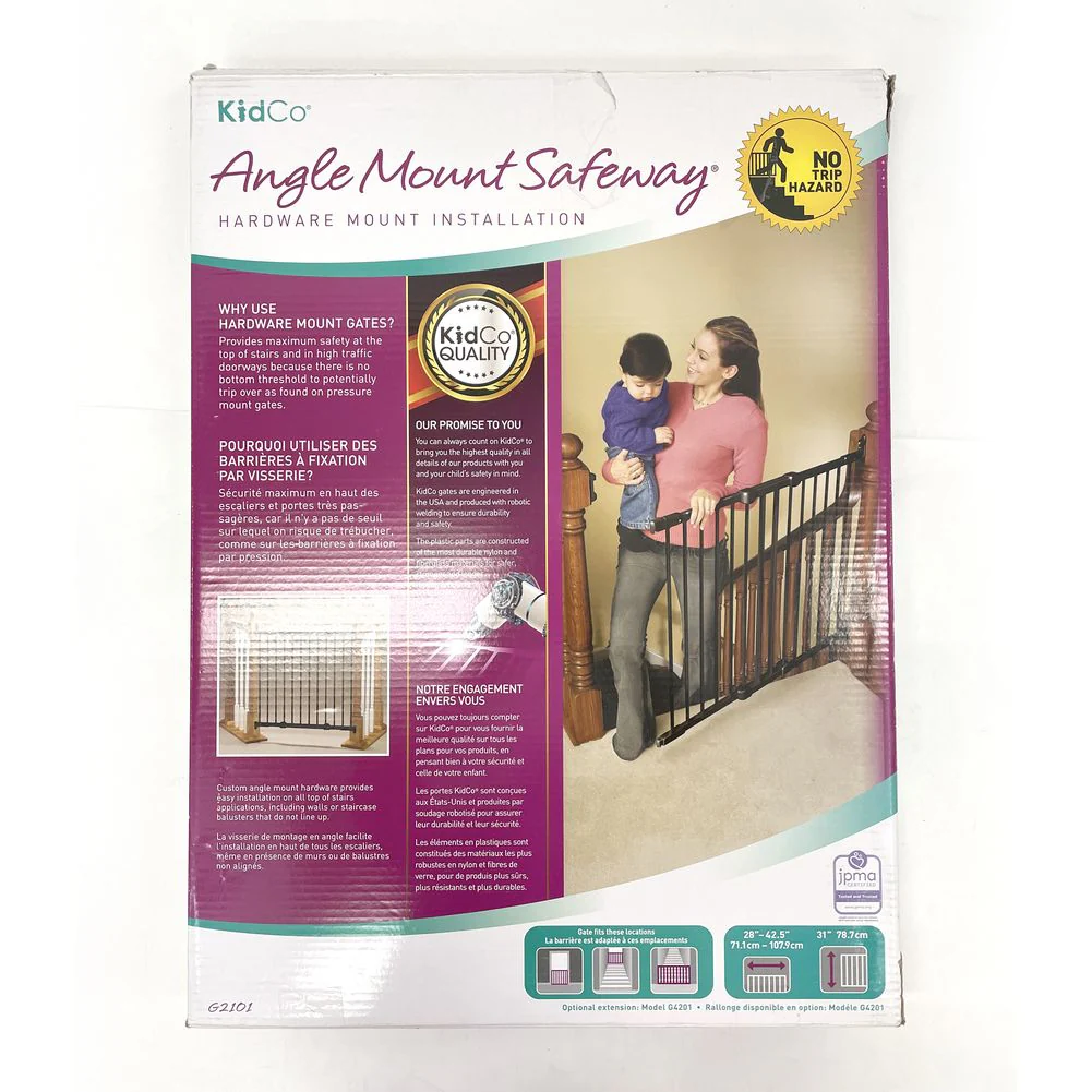KidCo Angle Mount Safeway Hardware Mounted Safety Gate - Black (Open Box) - Image 2