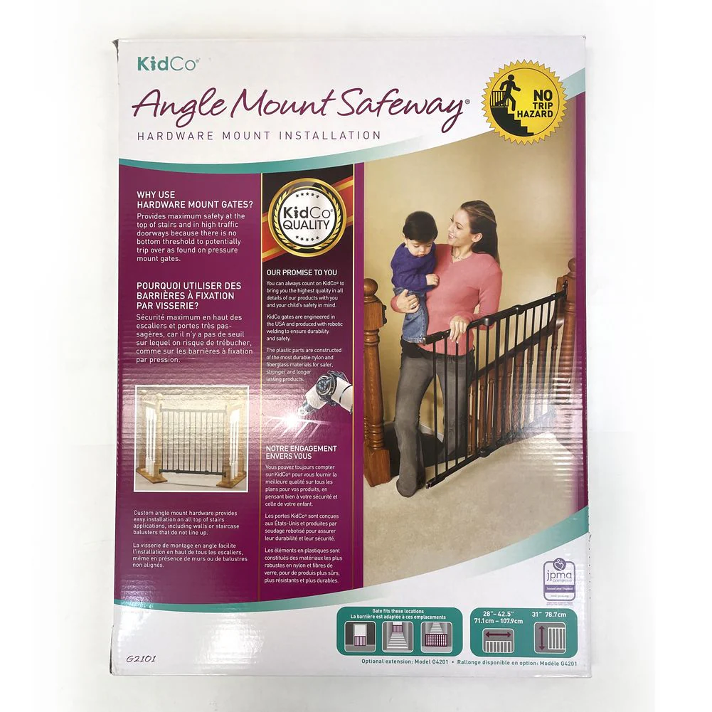 KidCo Angle Mount Safeway Hardware Mounted Safety Gate - Black (Open Box) - Image 2