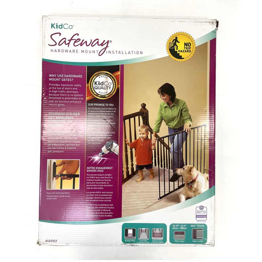 KidCo Safeway Hardware Mounted Safety Gate - Black (Open Box) - Image 2