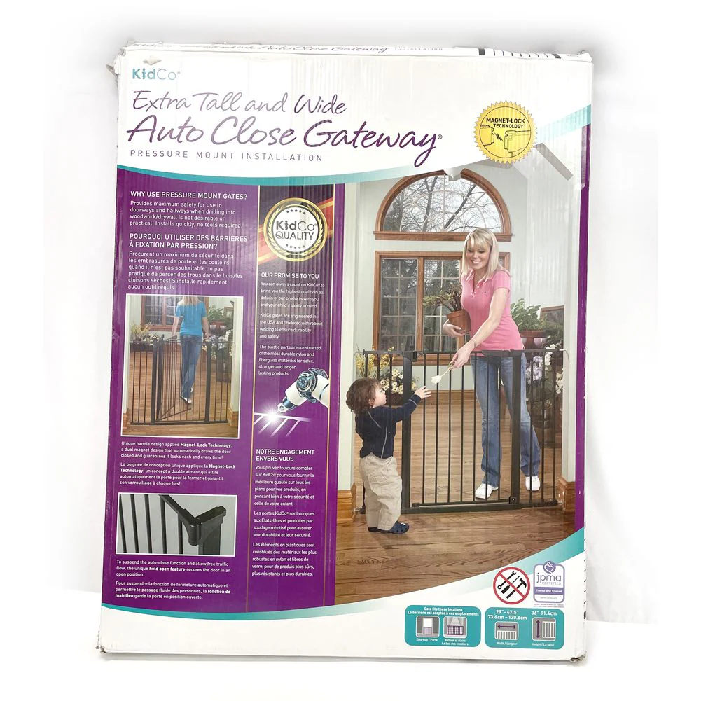KidCo Tall & Wide Auto Close Gateway Pressure Mounted Gate - Black (Open Box) - Image 2