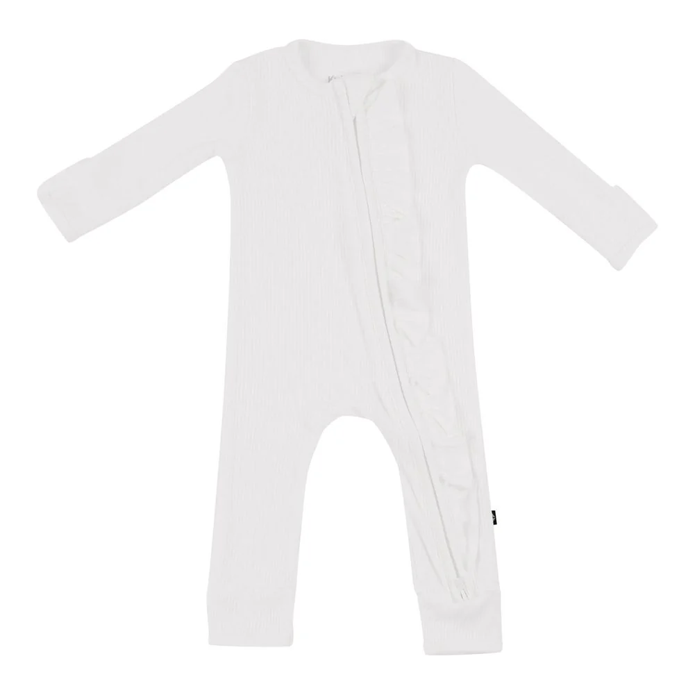 Kyte Bamboo Ribbed Ruffle Zippered Romper - Image 2