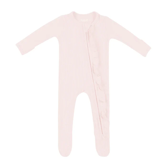 Kyte Bamboo Ribbed Ruffle Zippered Footie Sleeper