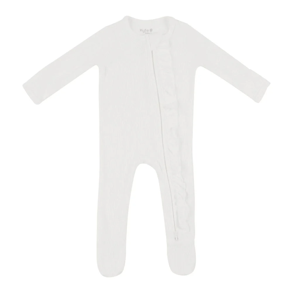 Kyte Bamboo Ribbed Ruffle Zippered Footie Sleeper - Image 8