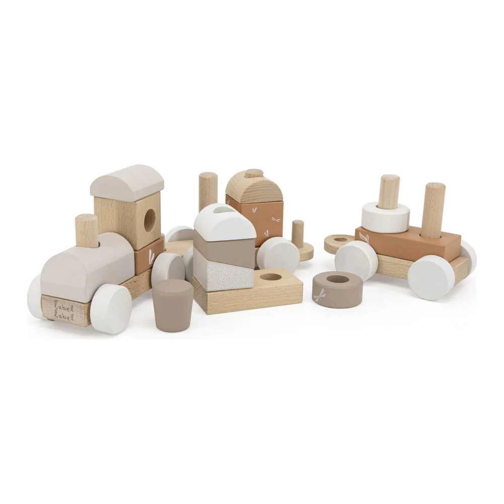 Label Label Stacking Train Wooden Activity Toy - Nougat - Image 2