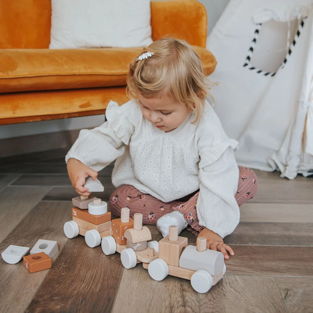 Label Label Stacking Train Wooden Activity Toy - Nougat - Image 4