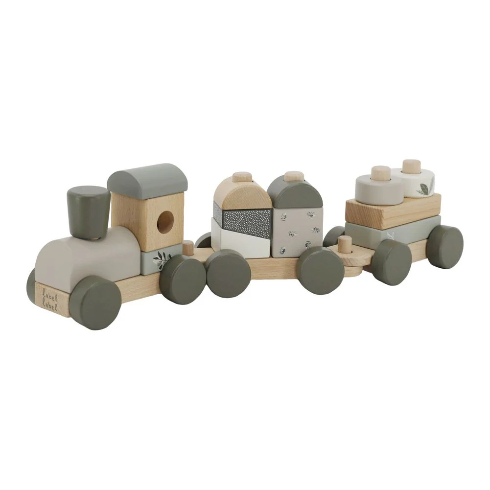 Label Label Stacking Train Wooden Activity Toy - Olive Green