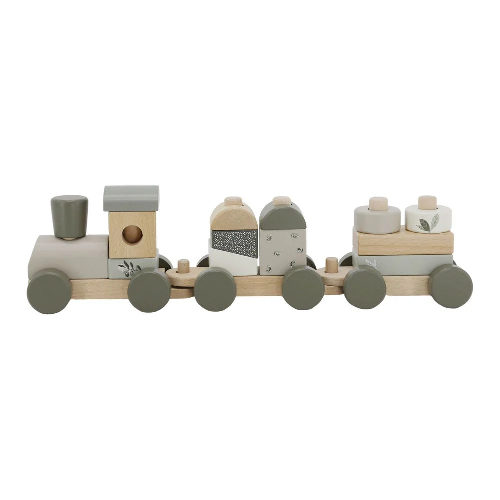 Label Label Stacking Train Wooden Activity Toy - Olive Green - Image 2