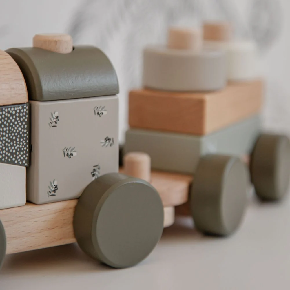 Label Label Stacking Train Wooden Activity Toy - Olive Green - Image 6