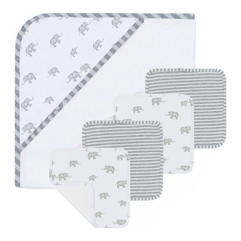 Living Textiles 5-Piece Hooded Towel and Washcloths Gift Set - Image 10