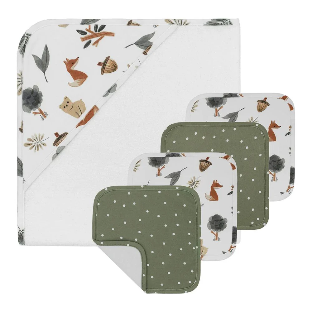 Living Textiles 5-Piece Hooded Towel and Washcloths Gift Set - Image 11