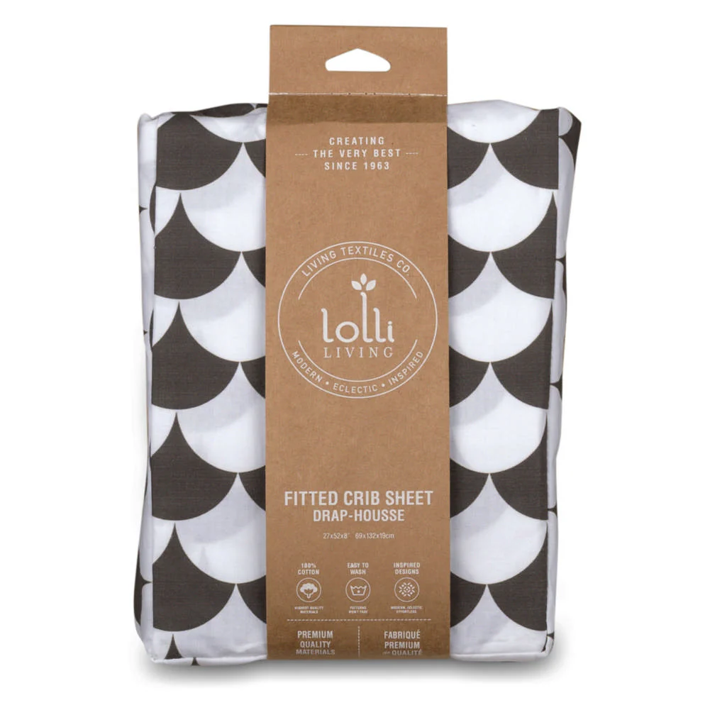 Lolli Living Kayden Collection Fitted Crib Sheet - Black Scallops - Image 2