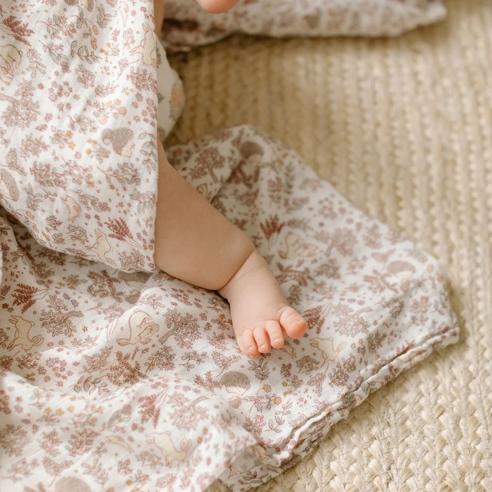Loulou Lollipop Luxe Muslin Swaddle - Hedgehog Forest - Image 2