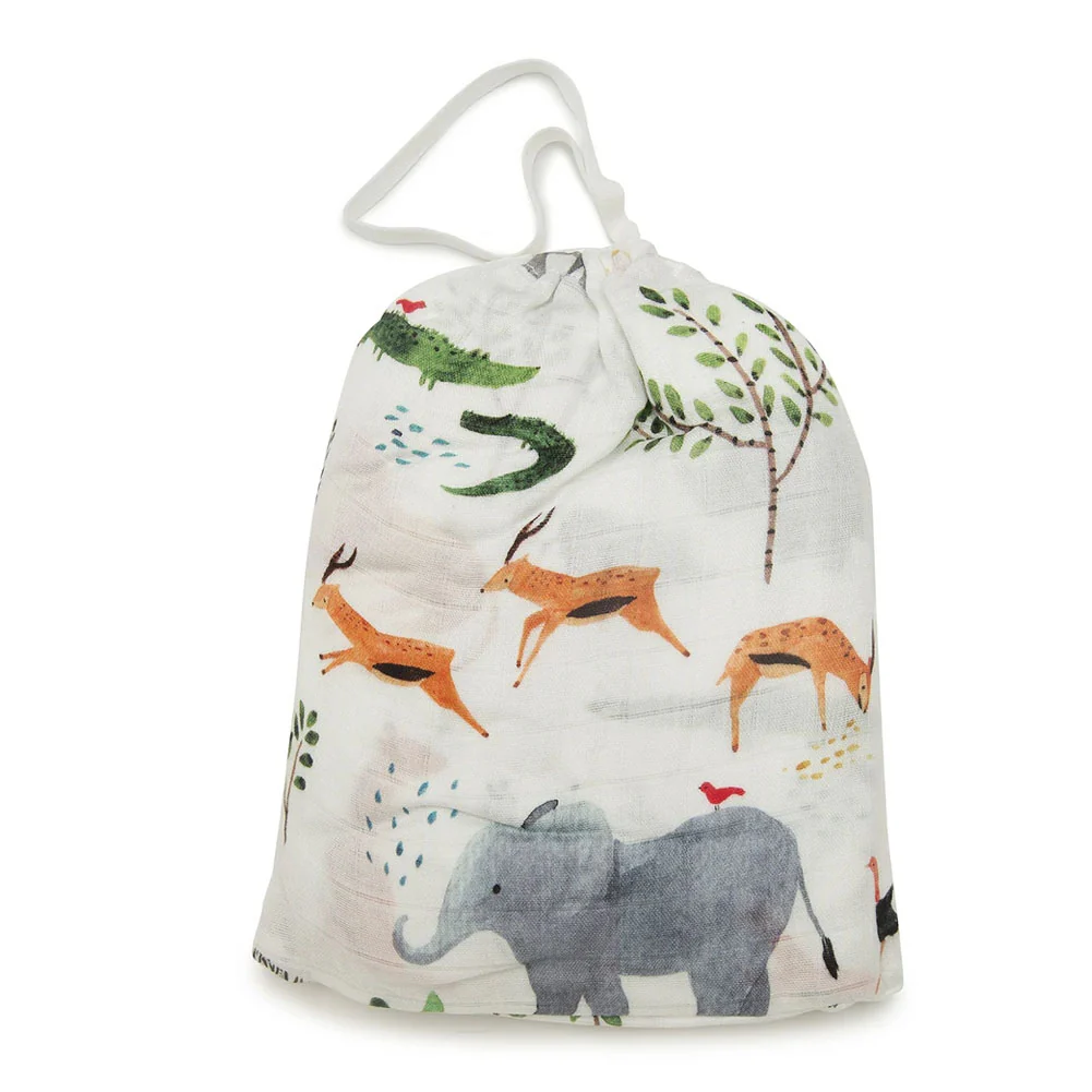 Loulou Lollipop Muslin Crib Sheet - Safari Jungle - Image 3