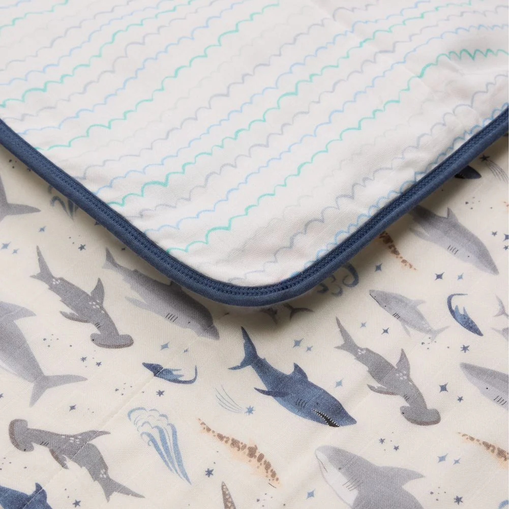 Loulou Lollipop Muslin Quilt Blanket - Sharks - Image 3