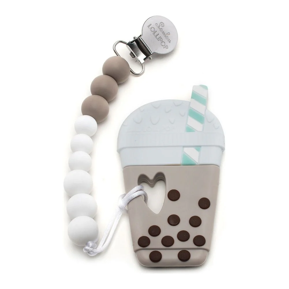 LouLou Lollipop Silicone Pacifier Clip Teether Set - Lilac Mint