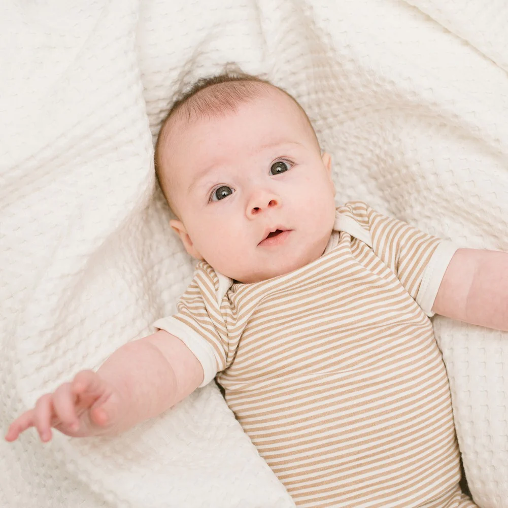 Lulujo Baby Boho Waffle Blanket - Cream Vanilla - Image 5