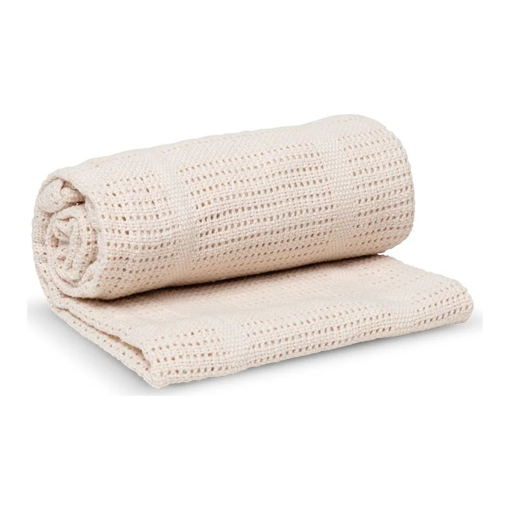 Lulujo Baby Cellular Baby Blanket - Oatmeal - Image 2