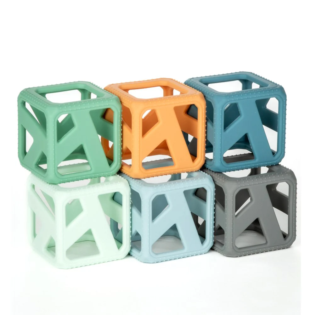 Malakrey Kids Stack N Chew Mini Cubes Teething Toy - Earthy - Image 3