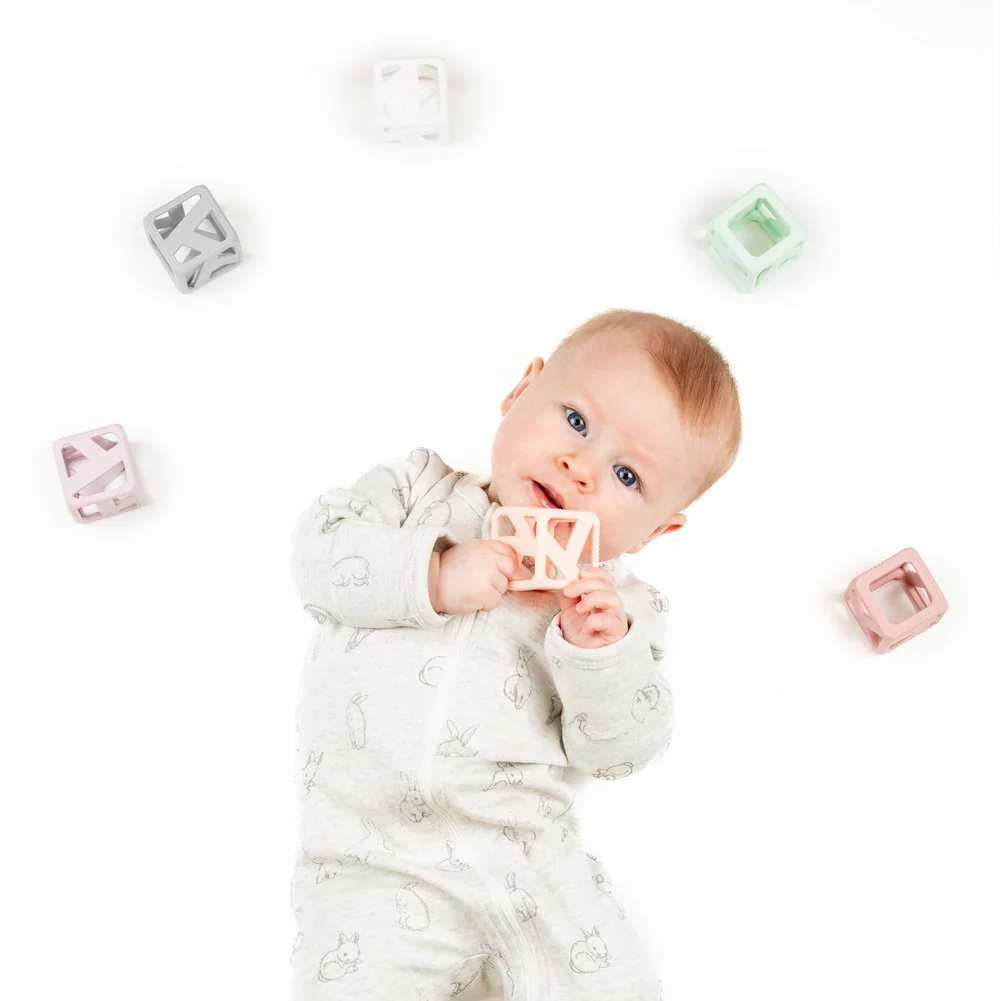 Malakrey Kids Stack N Chew Mini Cubes Teething Toy - Pastel - Image 4
