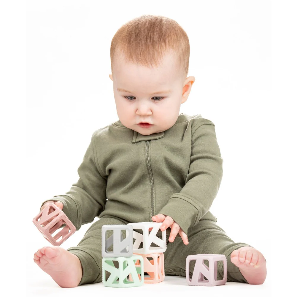 Malakrey Kids Stack N Chew Mini Cubes Teething Toy - Pastel - Image 5