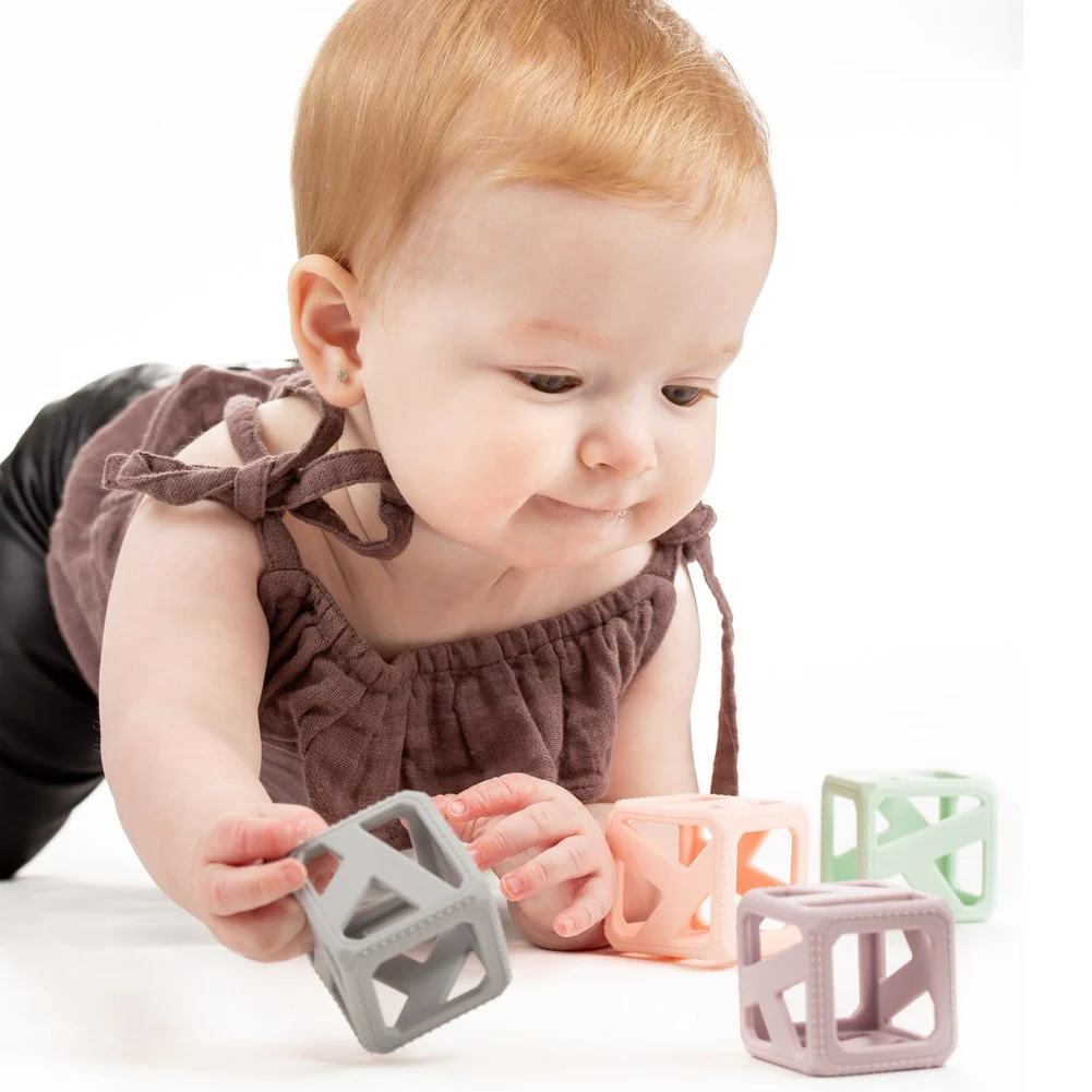 Malakrey Kids Stack N Chew Mini Cubes Teething Toy - Pastel - Image 6