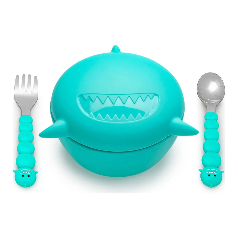Melii Silicone Animal Suction Bowl with Lid and Utensils - Image 3
