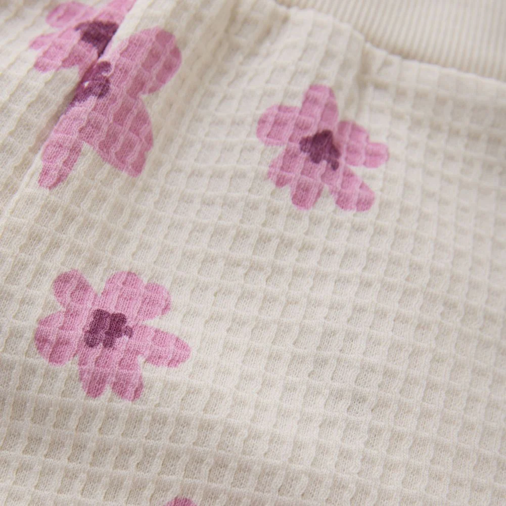 Minymo Cotton Sweat Shorts - Pink Flowers/White Swan - Image 3