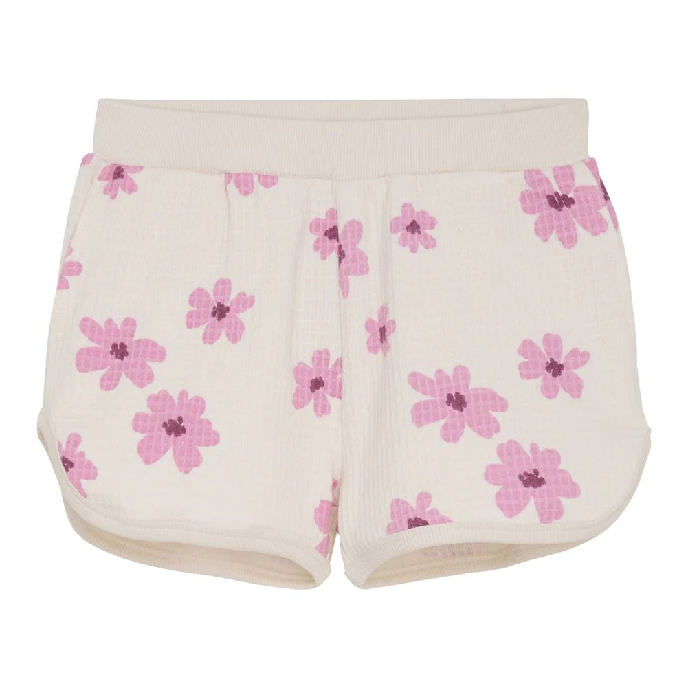 Minymo Cotton Sweat Shorts - Pink Flowers/White Swan - Image 4