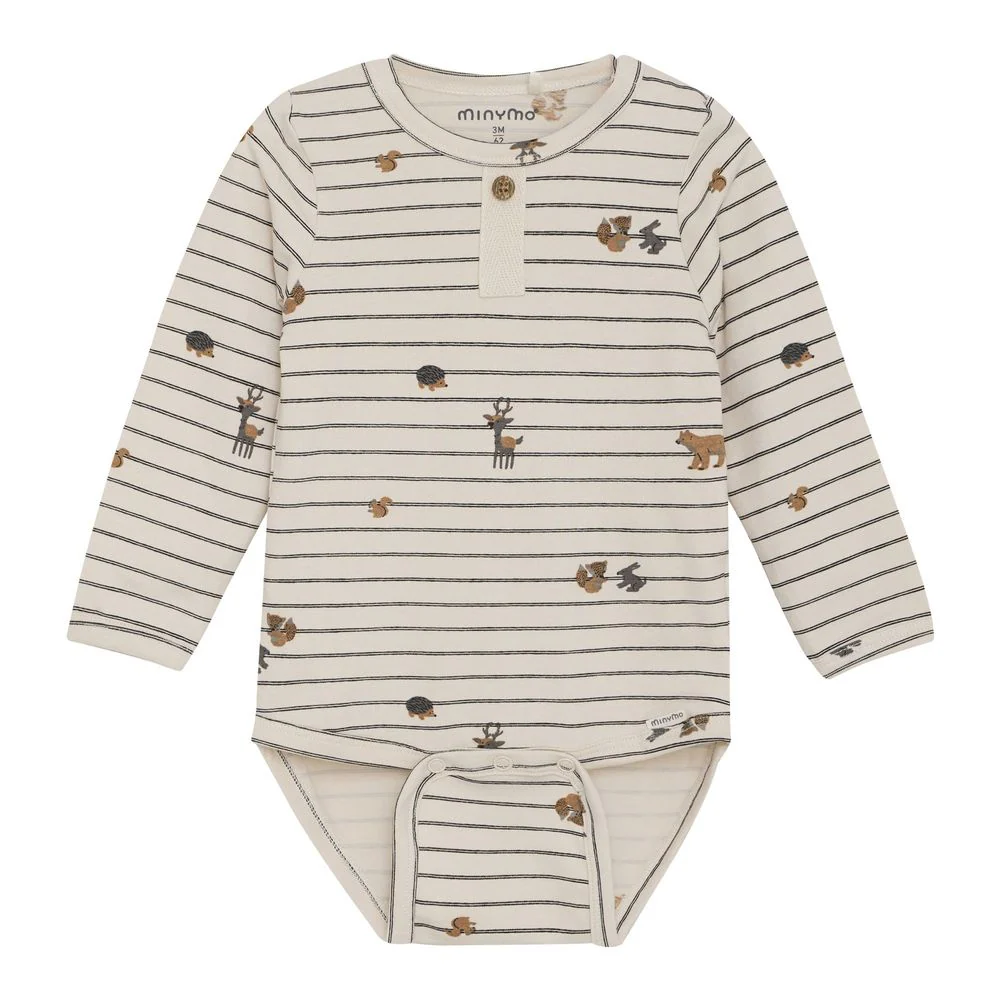 Minymo Long-Sleeve Bodysuit - Sandshell Prints - Image 6