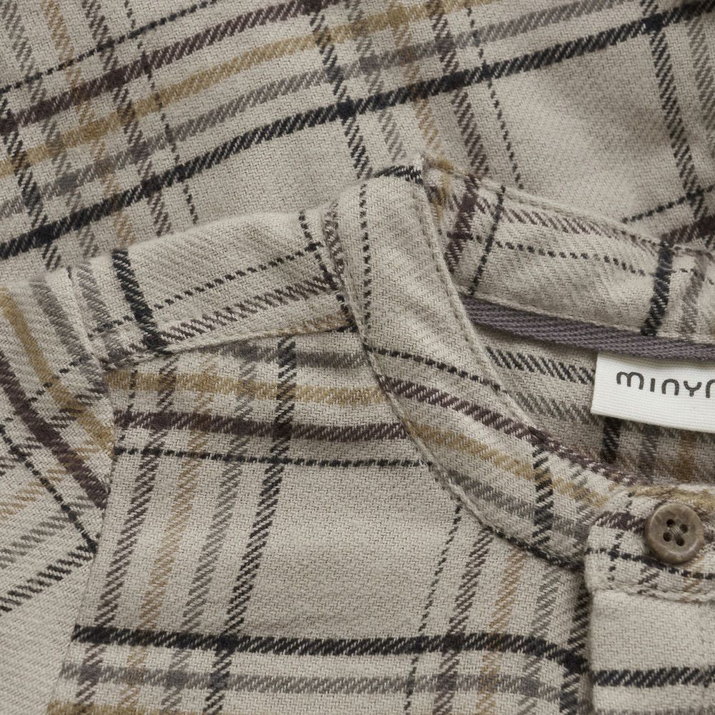 Minymo Long-Sleeve Checkered Bodysuit - Oxford Tan - Image 3