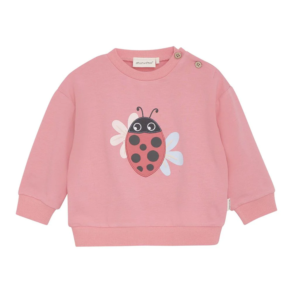 Minymo Long-Sleeve Sweatshirt - Ladybug on Strawberry Pink - Image 5