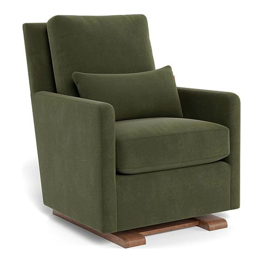 Monte Design Como Glider - Walnut Base with Moss Green Fabric (Floor Model)
