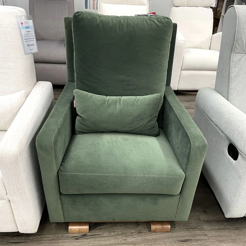 Monte Design Como Glider - Walnut Base with Moss Green Fabric (Floor Model) - Image 2
