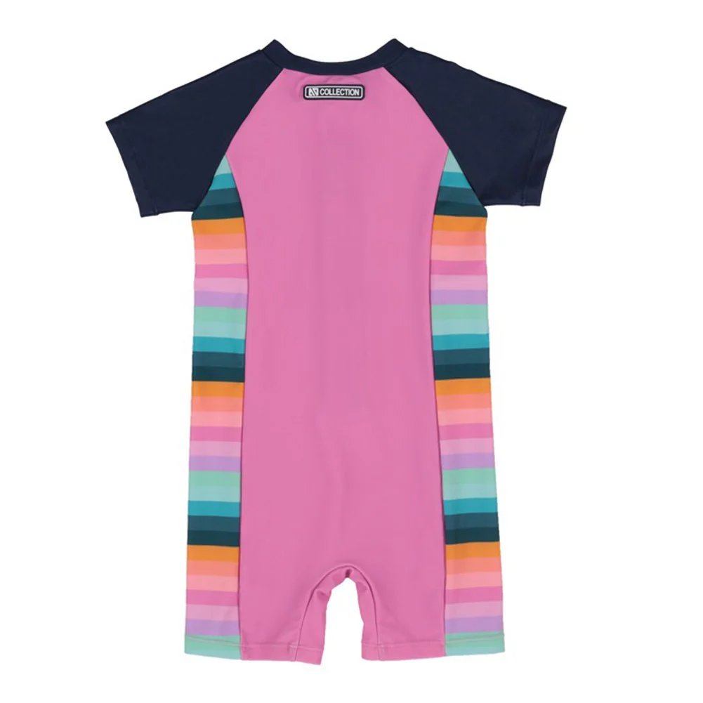Nano One-Piece Rashguard Girls Short-Sleeve Swimsuit - Little Rose (6-9 Months) - Image 2