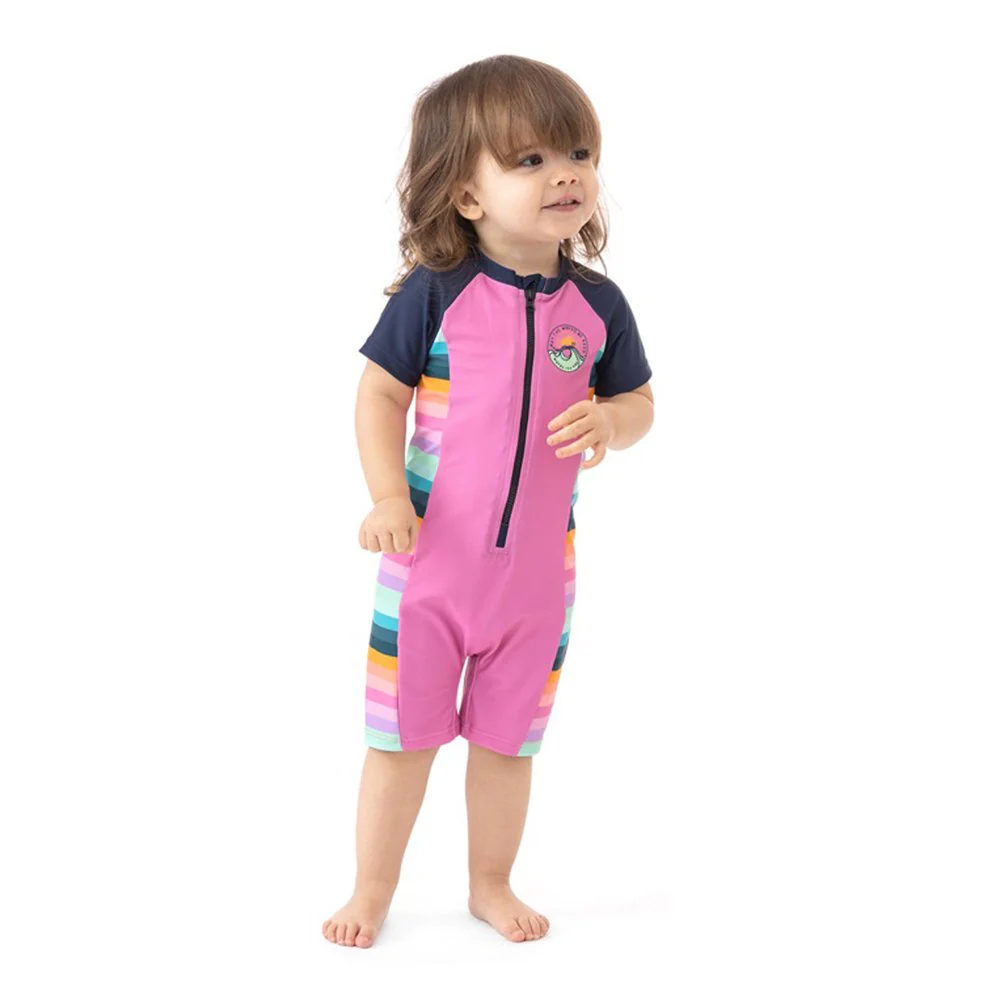 Nano One-Piece Rashguard Girls Short-Sleeve Swimsuit - Little Rose (6-9 Months) - Image 3