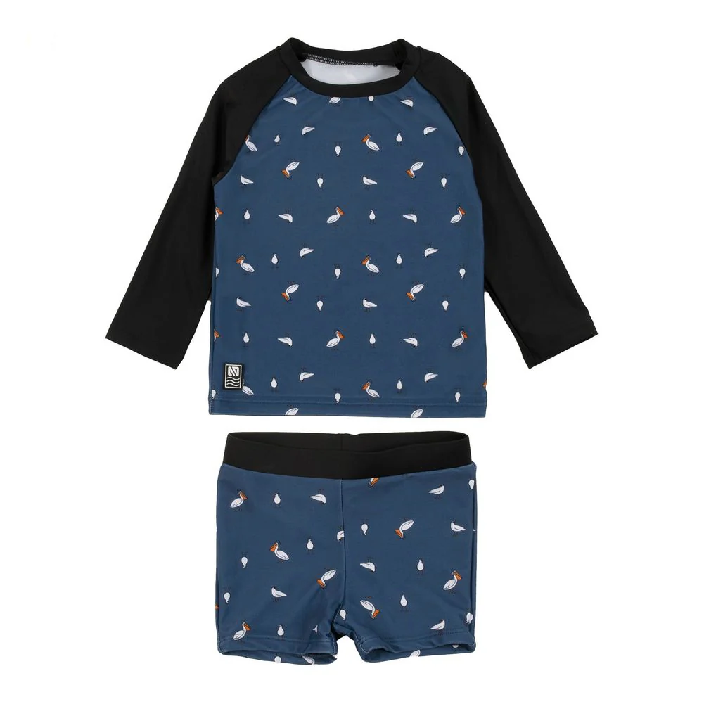 Nano Two-Piece Rashguard Boys Swimsuit (UPF 50+) - Blue Pelicans - Image 6