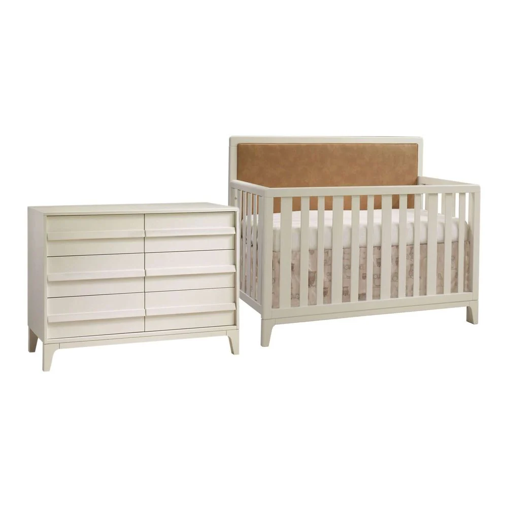 Natart 2-Piece Kyoto Crib and Double Dresser Set - Linen/Caramel (Floor Model)