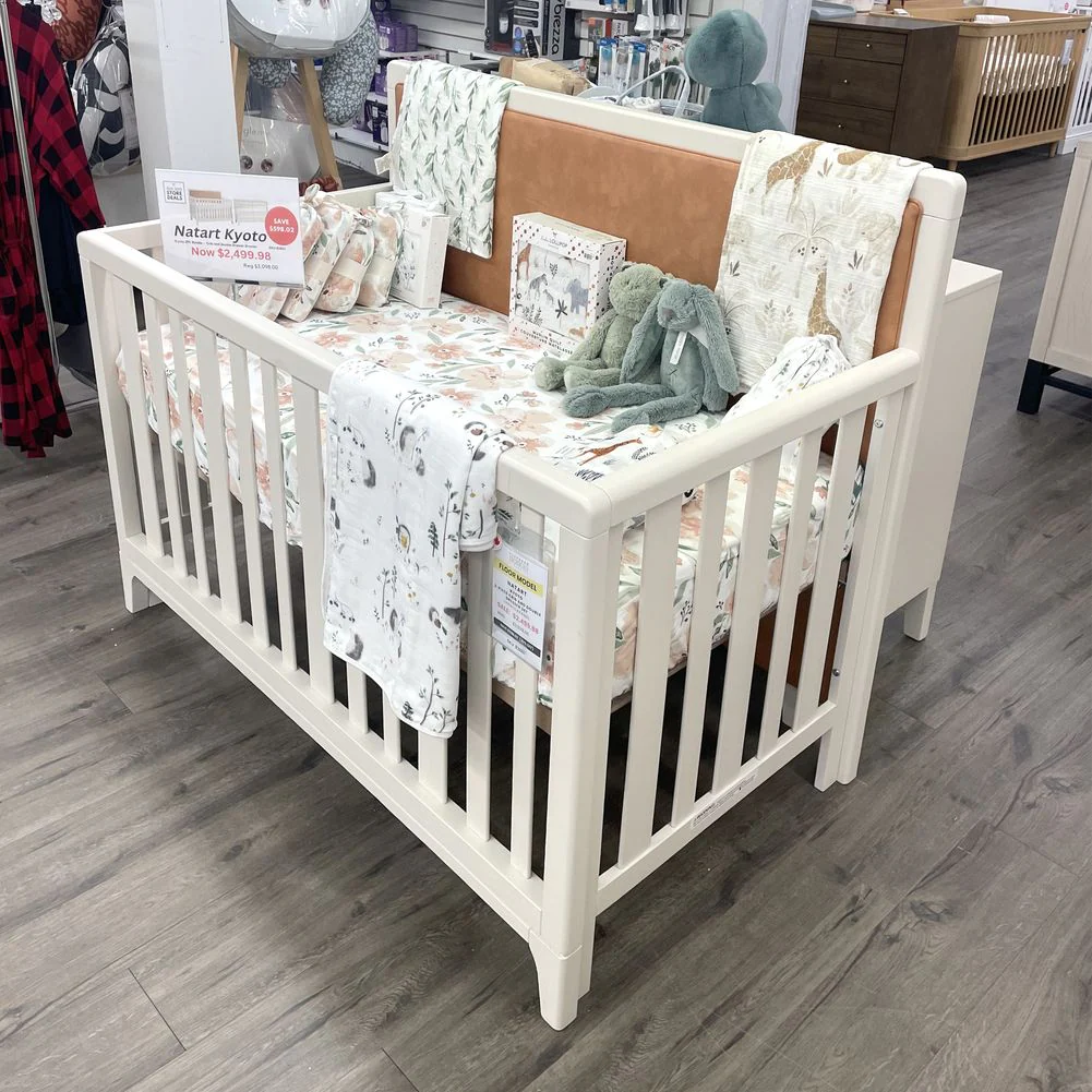 Natart 2-Piece Kyoto Crib and Double Dresser Set - Linen/Caramel (Floor Model) - Image 2