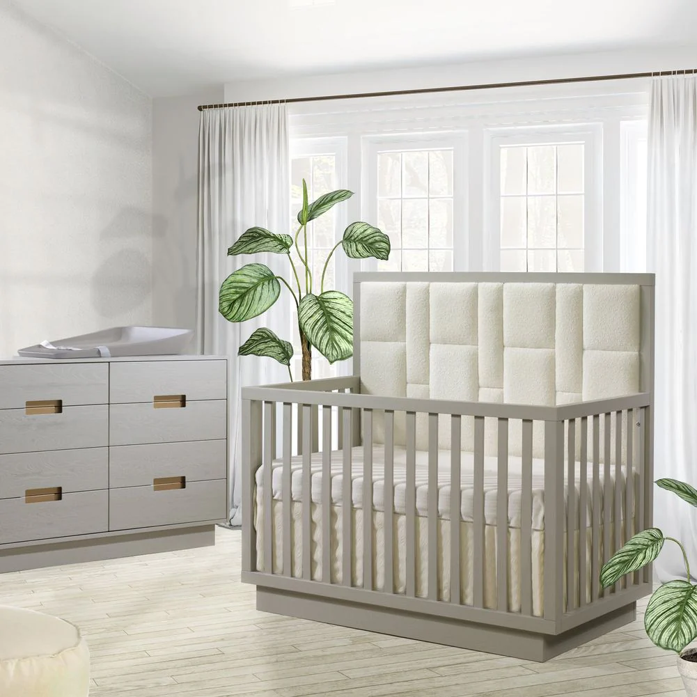 Natart Signature Series Como Convertible Crib with Geometric Upholstered Panel - Image 2