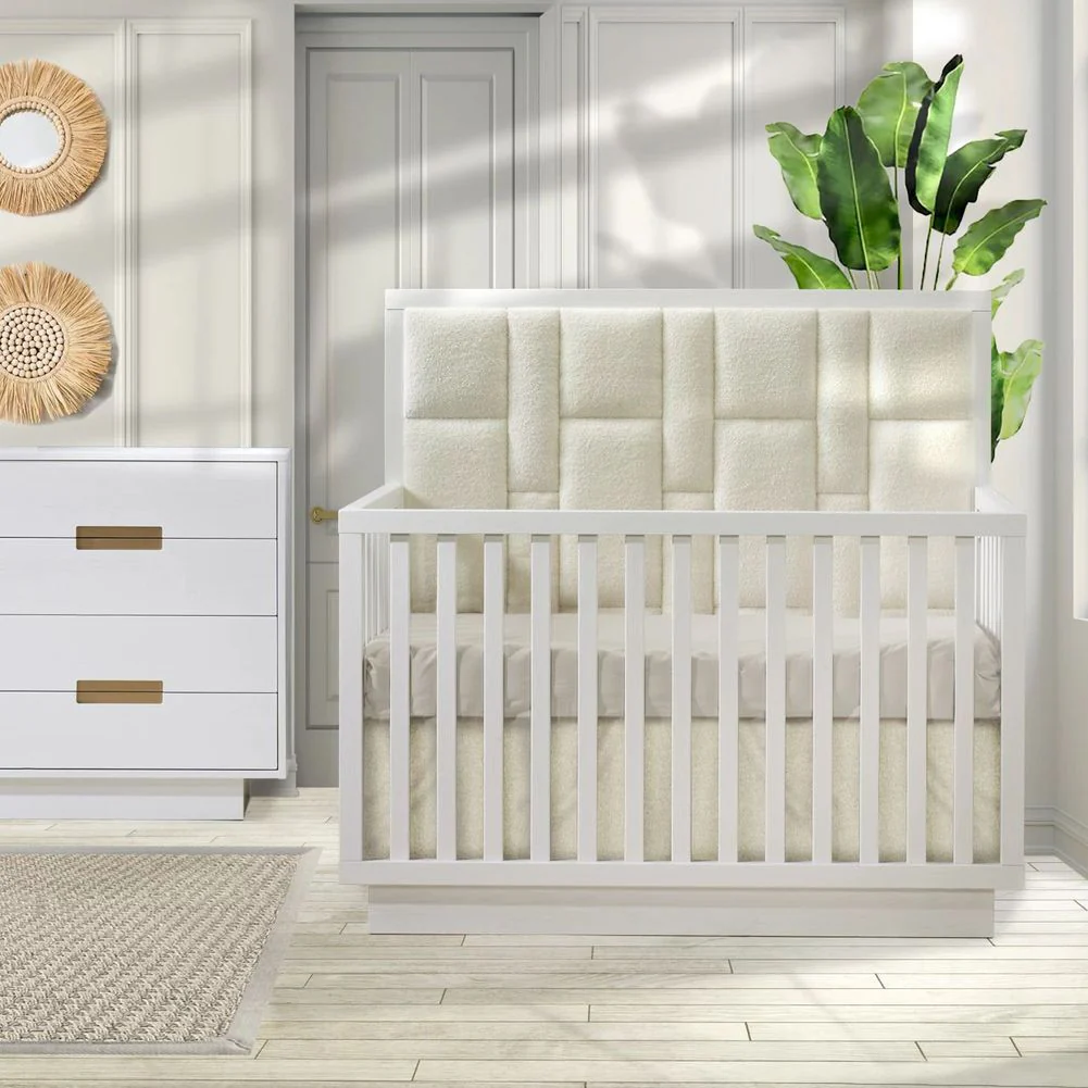 Natart Signature Series Como Convertible Crib with Geometric Upholstered Panel - Image 4