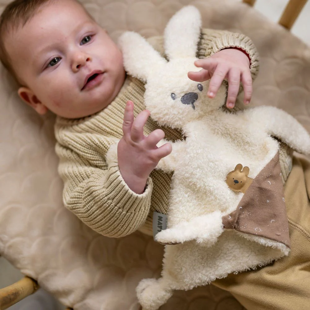 Nattou Doudou Lapidou Triangle Teddy Comforter Plush Toy - Vanilla - Image 3